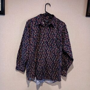 TRADER BAY Vintage 90s  Psychadelic Badana Patterned Heavy Cotton Buttonup SizeM